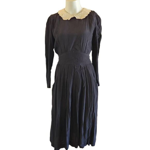 Karin Stevens size 8 black vintage 80's peter pan collar Gothic academia librari - Picture 1 of 6